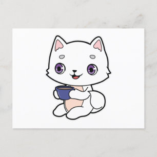 Cat with Cup of Coffee Postcard