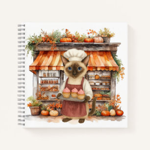 Cat with Cupcake for Bakery Thanksgiving Notebook