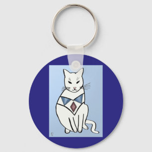 Cat with Diamond Collar Key Ring