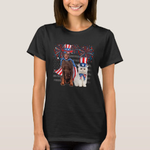 Cat With Dobermann Sunglasses American Flag 4th Of T-Shirt