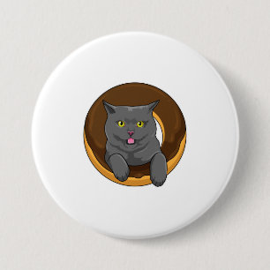Cat with Doughnut 7.5 Cm Round Badge