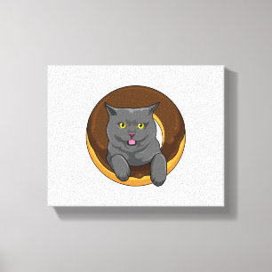 Cat with Doughnut Canvas Print