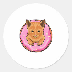 Cat with Doughnut Classic Round Sticker