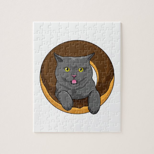 Cat with Doughnut Jigsaw Puzzle (Vertical)
