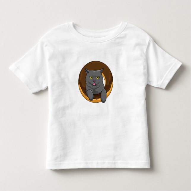 Cat with Doughnut Toddler T-Shirt (Front)