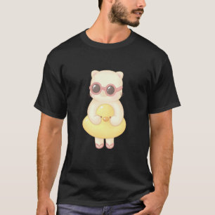 Cat With Duck Rubber Ring T-Shirt