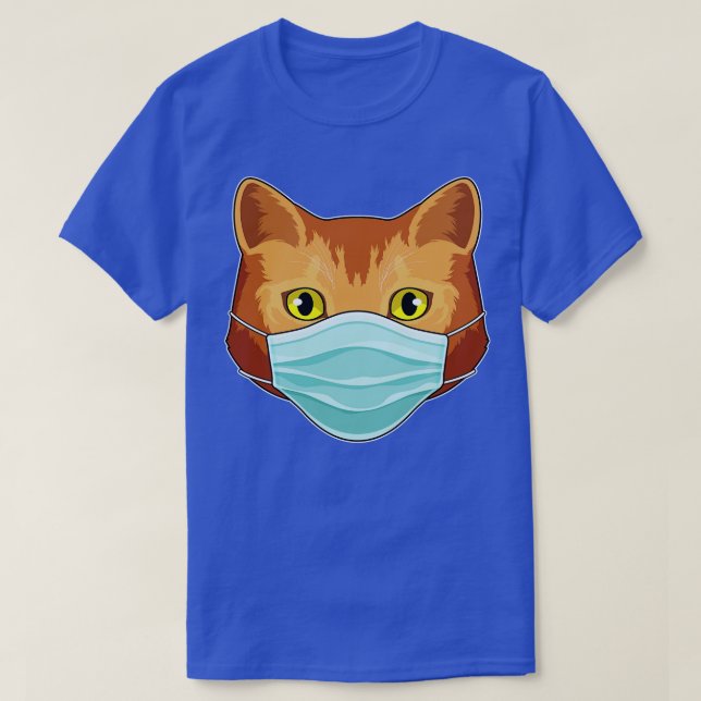 Cat with Face mask T-Shirt (Design Front)