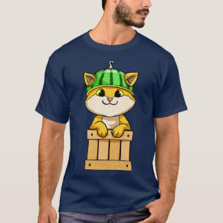 Cat with Fence and Watermelon T-Shirt