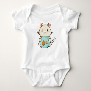Cat with Fish in Glass Baby Bodysuit