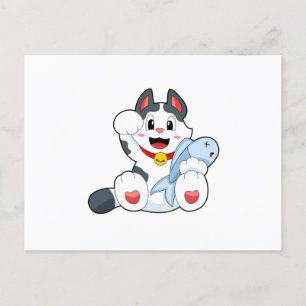 Cat with Fish Postcard