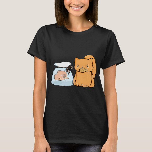 Cat with Fish T-Shirt (Front)