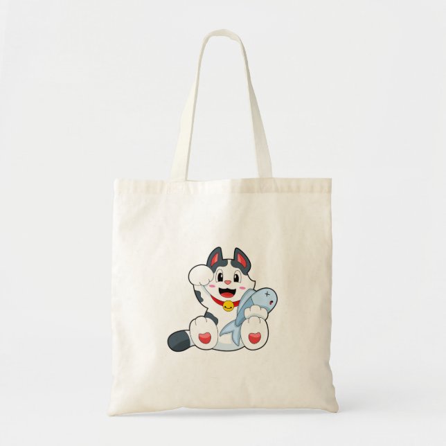Cat with Fish Tote Bag (Front)