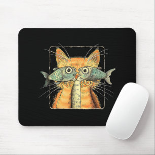 Cat with Fisheyes Kitten Funny Cat Parody Mouse Pad