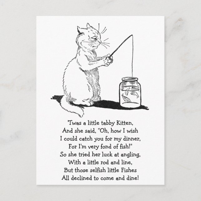 Cat with Fishing Rod Postcard (Front)