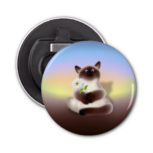 Cat with Flower Bottle Opener (Front)