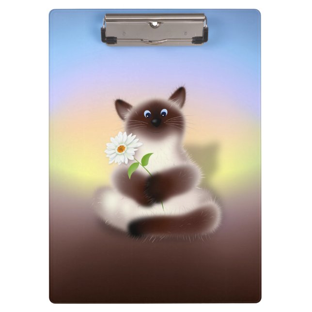 Cat with Flower Clipboard (Front)