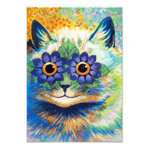 Cat with Flower Eyes Louis Wain Photo Print