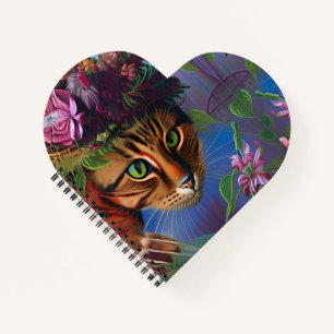 cat with flower hat art notebook