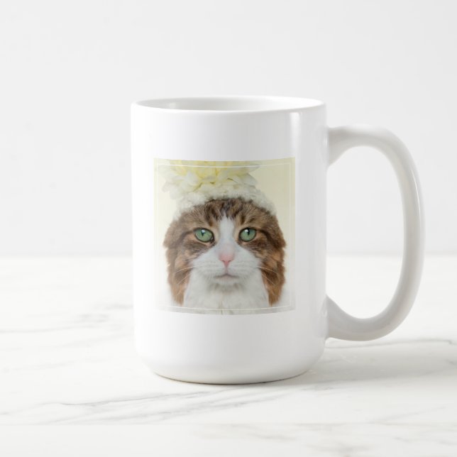 Cat With Flower Hat Coffee Mug (Right)