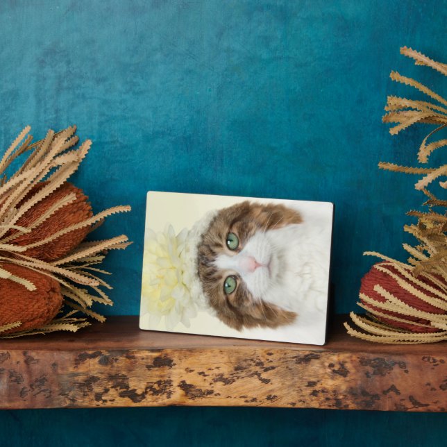 Cat With Flower Hat Plaque (Side)