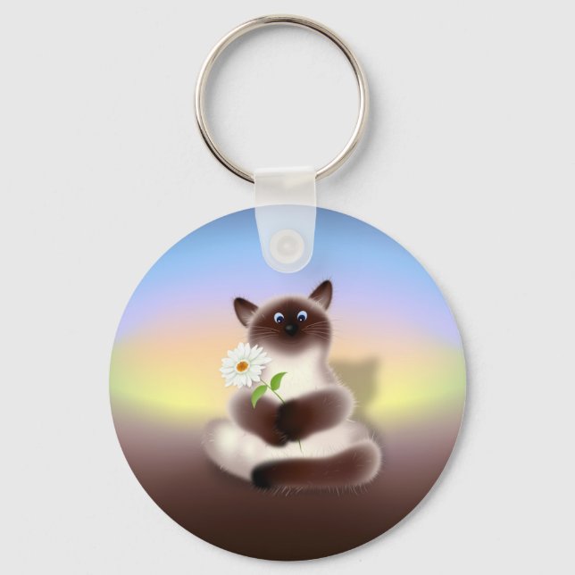 Cat with flower key ring (Front)