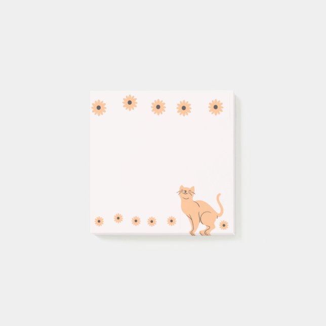 Cat with flower post-it notes (Front)