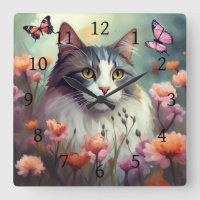 Cat with flowers and butterflies AI Cat 701