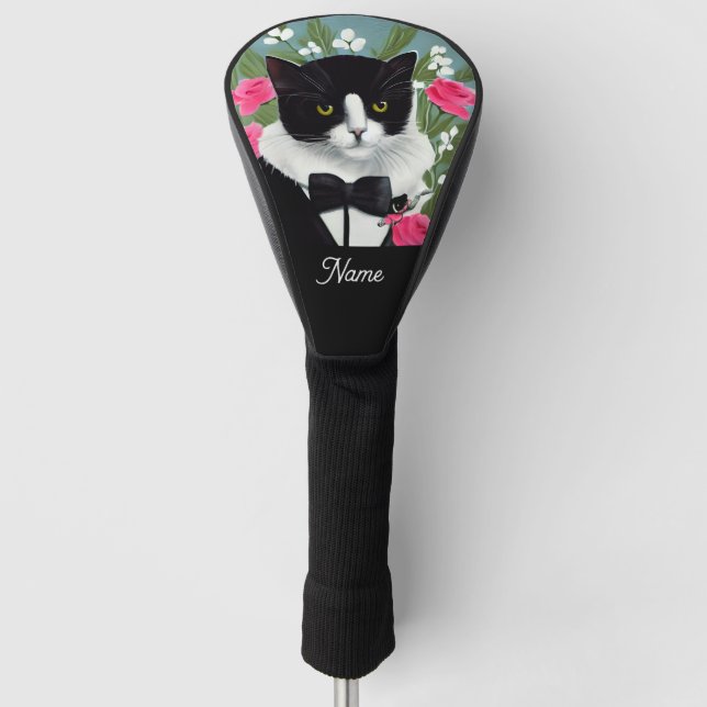 Cat with flowers for cat lovers golf head cover (Front)