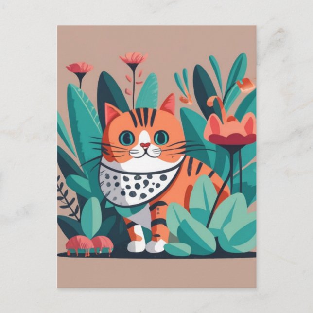 Cat with Flowers  Postcard (Front)