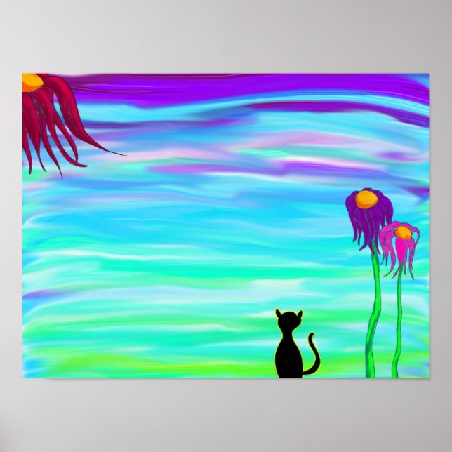 Cat with flowers poster (Front)