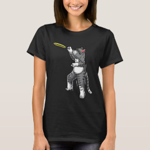 Cat With Flying Frisbee Disc Golf Frisbee Player T T-Shirt