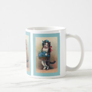 "Cat with Forget-me-Nots 2" Vintage Coffee Mug