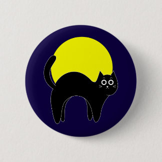 Cat with Full Moon Halloween Button