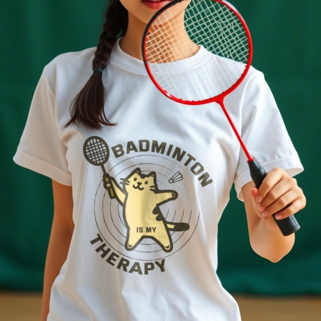 Cat with funny badminton saying T-Shirt (Creator Uploaded)