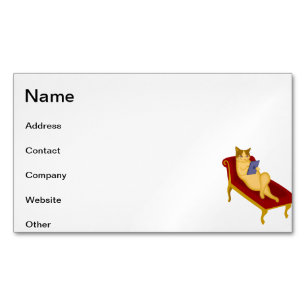 Cat with gadget clipart Magnetic business card