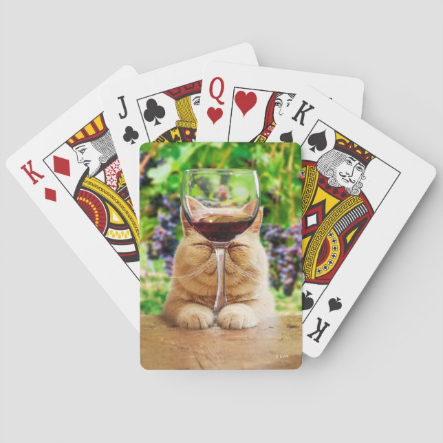 Cat With Glass of Wine Playing Cards (Back)