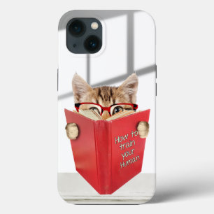 Cat with Glasses and Red Book  iPhone 13 Case