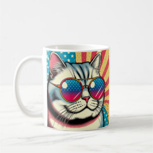 Cat with glasses coffee mug