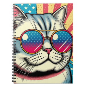 Cat with glasses notebook