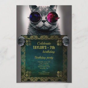 Cat with Glasses Party Invitation