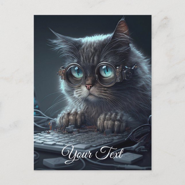 Cat with glasses.  postcard (Front)