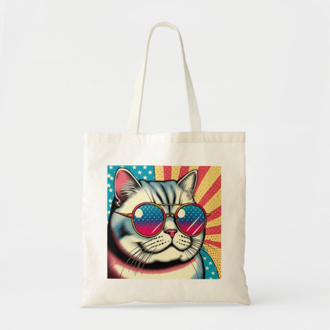 Cat with glasses tote bag (Front)