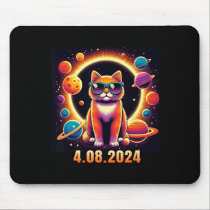 Cat With Gles Solar Eclipse Mouse Pad
