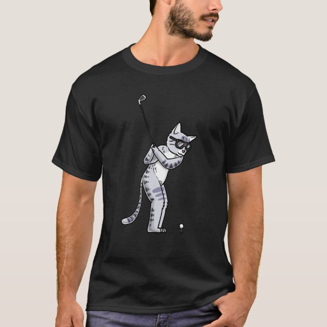 Cat With Golf Club Golfing Golf Player Golfer  1 T-Shirt (Front)