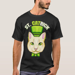 Cat With Green Loop And Cylinder Hat St Catrick Pa T-Shirt