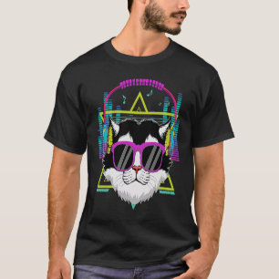 Cat With Headphones Im With The DJ 80s Costume EDM T-Shirt