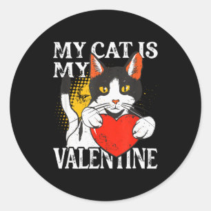 Cat With Heart My Cat Is My Valentine _1 Classic Round Sticker
