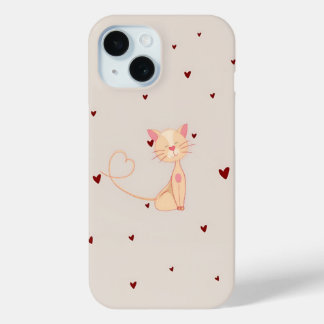 Cat with hearts iPhone 15 case