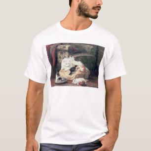 Cat with her Kittens on a Cushion T-Shirt