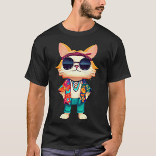 Cat with Hippie style T-Shirt